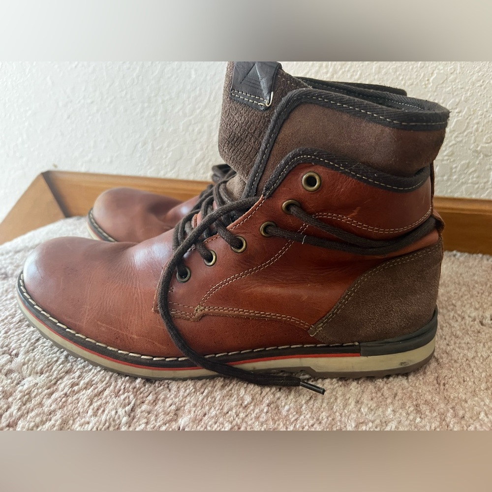 Aldo Brown Leather and Suede Lace-Up Casual Boots